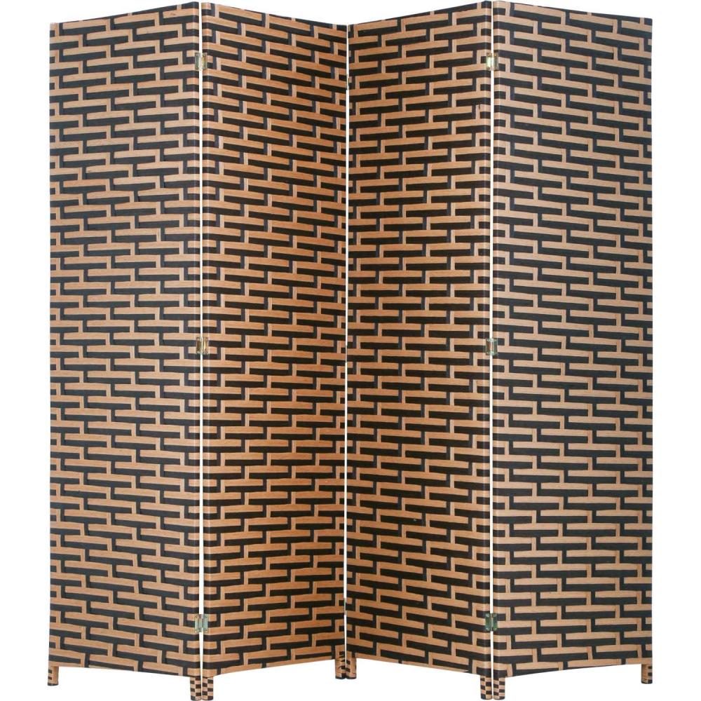 image:imageRoom Divider Wood Screen Wood Mesh Woven Design Room Screen Divider Folding Portable Partition Screen Screen Wood for Home Office 4 Panel GrayStack