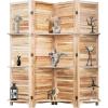 image:image4 Panel Room Divider Folding Privacy Wooden Screen with Three Clever Shelf Portable Partition Screen Screen Wood for Home OfficeNatural