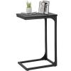 image:imageFDW CShaped End Table Wooden Top Side Table Adjustable Feet Small Cough Table Bedside End Table with Metal Frame for Bedroom Living RoomBrownBlack