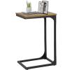 image:imageFDW CShaped End Table Wooden Top Side Table Adjustable Feet Small Cough Table Bedside End Table with Metal Frame for Bedroom Living RoomBrownBrown