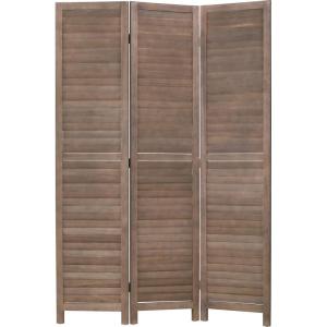 3 Panel Wood Room Divider 4.3 Ft Tall Privacy Wall Divider 67.7″ x 16.9″ Each Panel Folding Wood Screen for Home Office Bedroom Restaurant （Brown）(Brown)