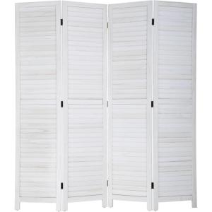 3 Panel Wood Room Divider 4.3 Ft Tall Privacy Wall Divider 67.7″ x 16.9″ Each Panel Folding Wood Screen for Home Office Bedroom Restaurant （Brown）(Cream)