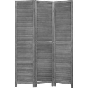3 Panel Wood Room Divider 4.3 Ft Tall Privacy Wall Divider 67.7″ x 16.9″ Each Panel Folding Wood Screen for Home Office Bedroom Restaurant （Brown）(Grey)