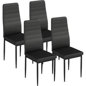 FDW | 5-Piece Dining Table Set | Black | Glass Kitchen Table with 4 Upholstered Chairs and Faux Leather Cushions | Space-Saving and Modern Design | for Dining Room, Easy to Assemble(Black Chairs)
