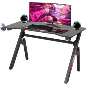 FDW 47 Inch Gaming Desk with Large Desktop Computer Desk Student PC Desk Extra Large Modern Ergonomic Racing Style Table Workstation for Adult Teens,Black(Red)