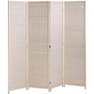 FDW Bamboo Room Divider Folding Privacy Wooden Screen 4 Panel 72 Inches High 17.7 Inches Wide Room Divider for Bedroom Office Study,Natural(Natural)