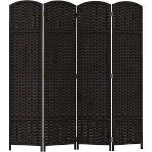 Room Divider 8 Panel Screen 5.6 Ft Tall Partition Room Dividers Brown Privacy Screens Folding Room Separation Free Standing Waterproof Wood Frame Wall Divider(Brown)