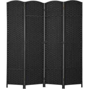 Room Divider 8 Panel Screen 5.6 Ft Tall Partition Room Dividers Brown Privacy Screens Folding Room Separation Free Standing Waterproof Wood Frame Wall Divider(Dark Black)