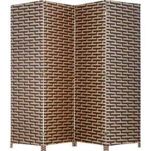 Room Divider Wood Screen Wood Mesh Woven Design Room Screen Divider Folding Portable Partition Screen Screen Wood for Home Office (4 Panel, Gray)(Stack)