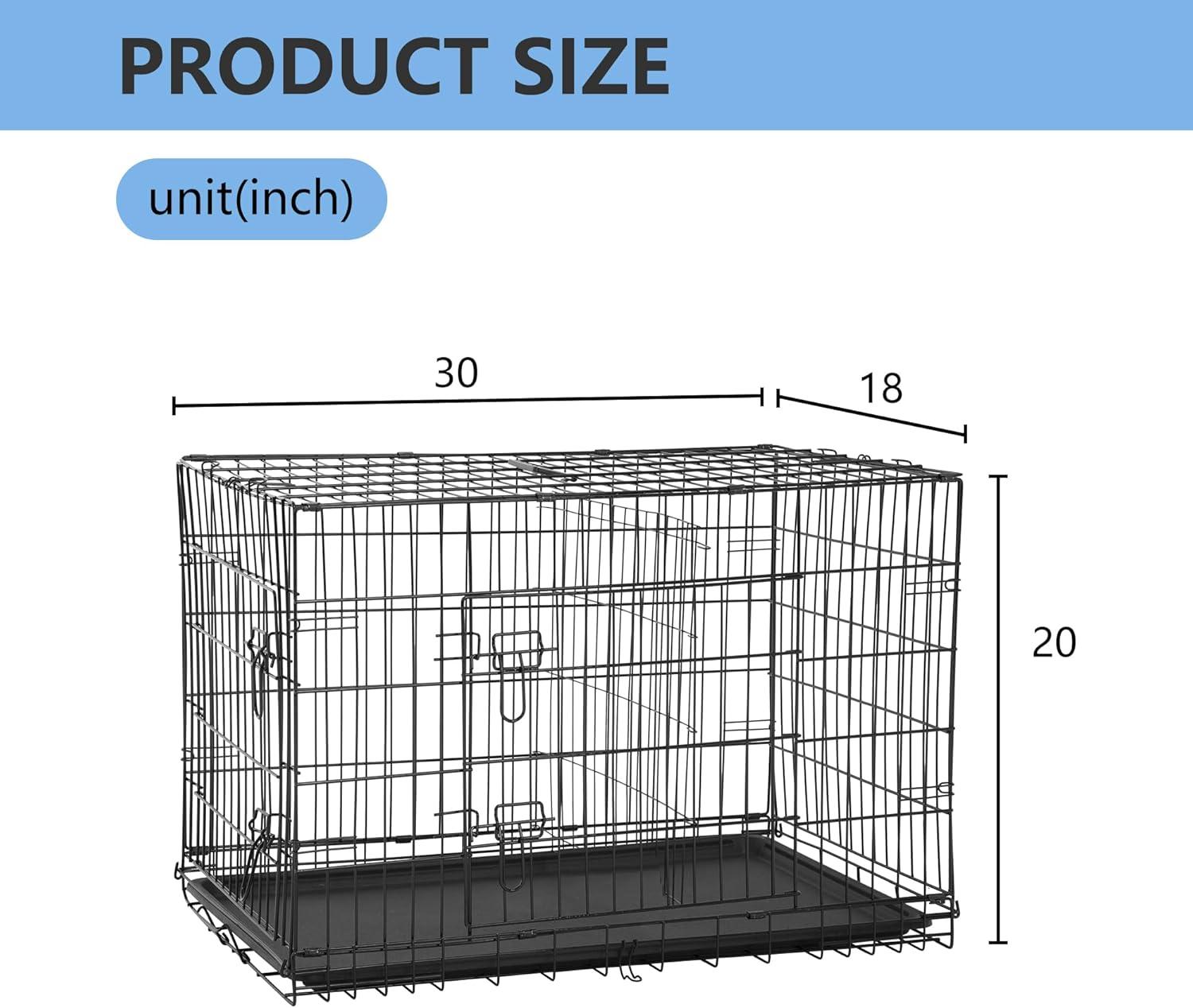 image:imageFDW Dog Crate Dog Kennel Cage with Double Door36 inch Folding Metal Wire Dog Cage with Removable TrayampDivider PanelPet Crate for Medium DogsPinkBlack