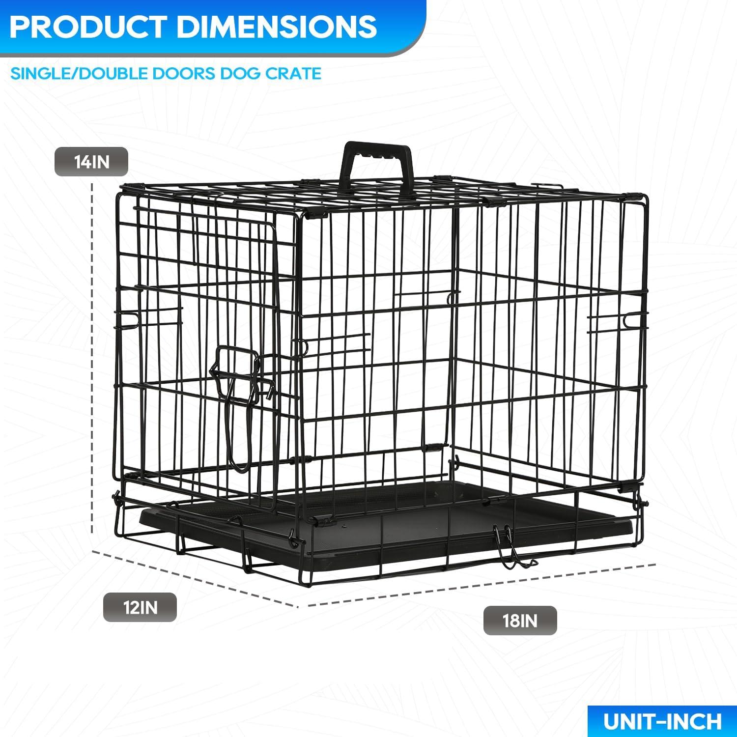 image:imageFDW Dog Crate Dog Kennel Cage with Double Door36 inch Folding Metal Wire Dog Cage with Removable TrayampDivider PanelPet Crate for Medium DogsPinkBlack