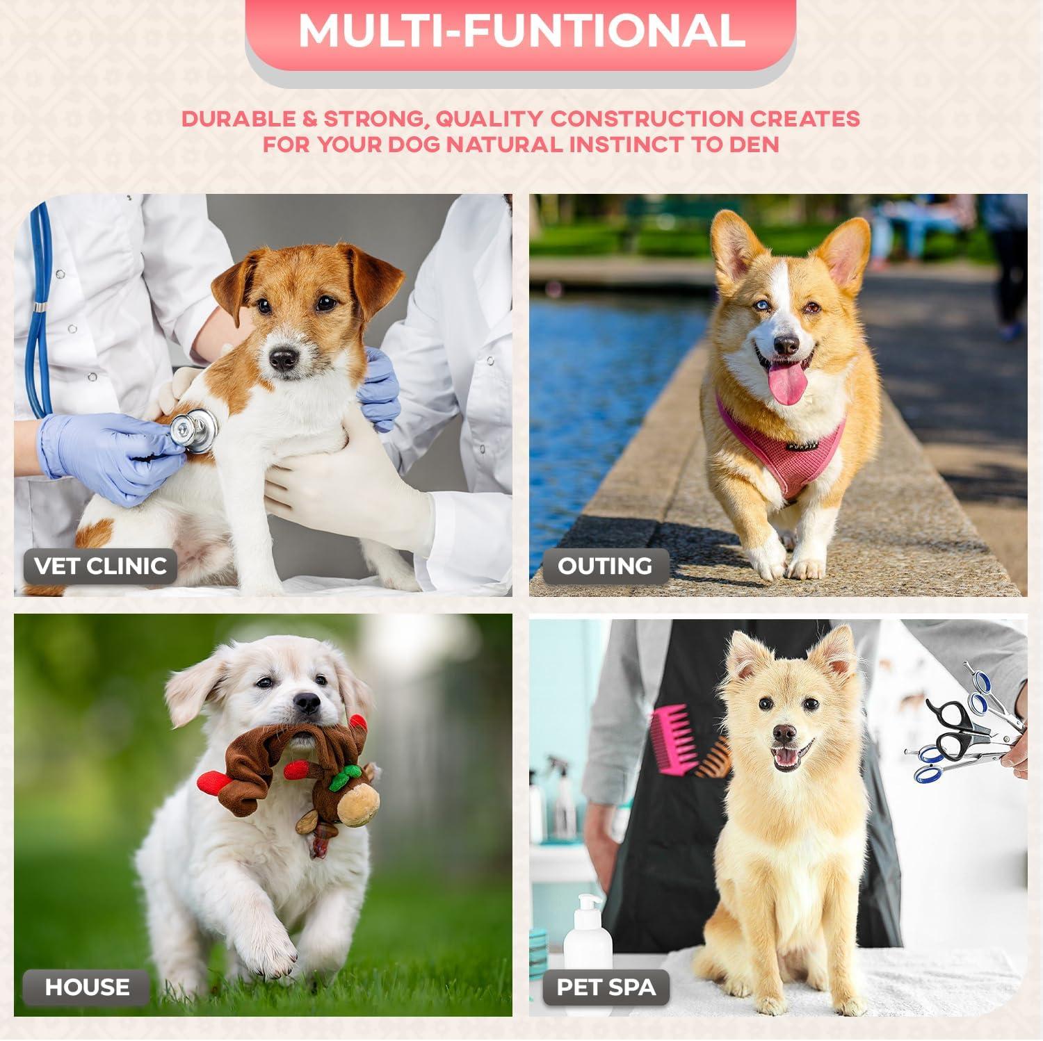 image:imageFDW Dog Crate Dog Kennel Cage with Double Door36 inch Folding Metal Wire Dog Cage with Removable TrayampDivider PanelPet Crate for Medium DogsPinkPink