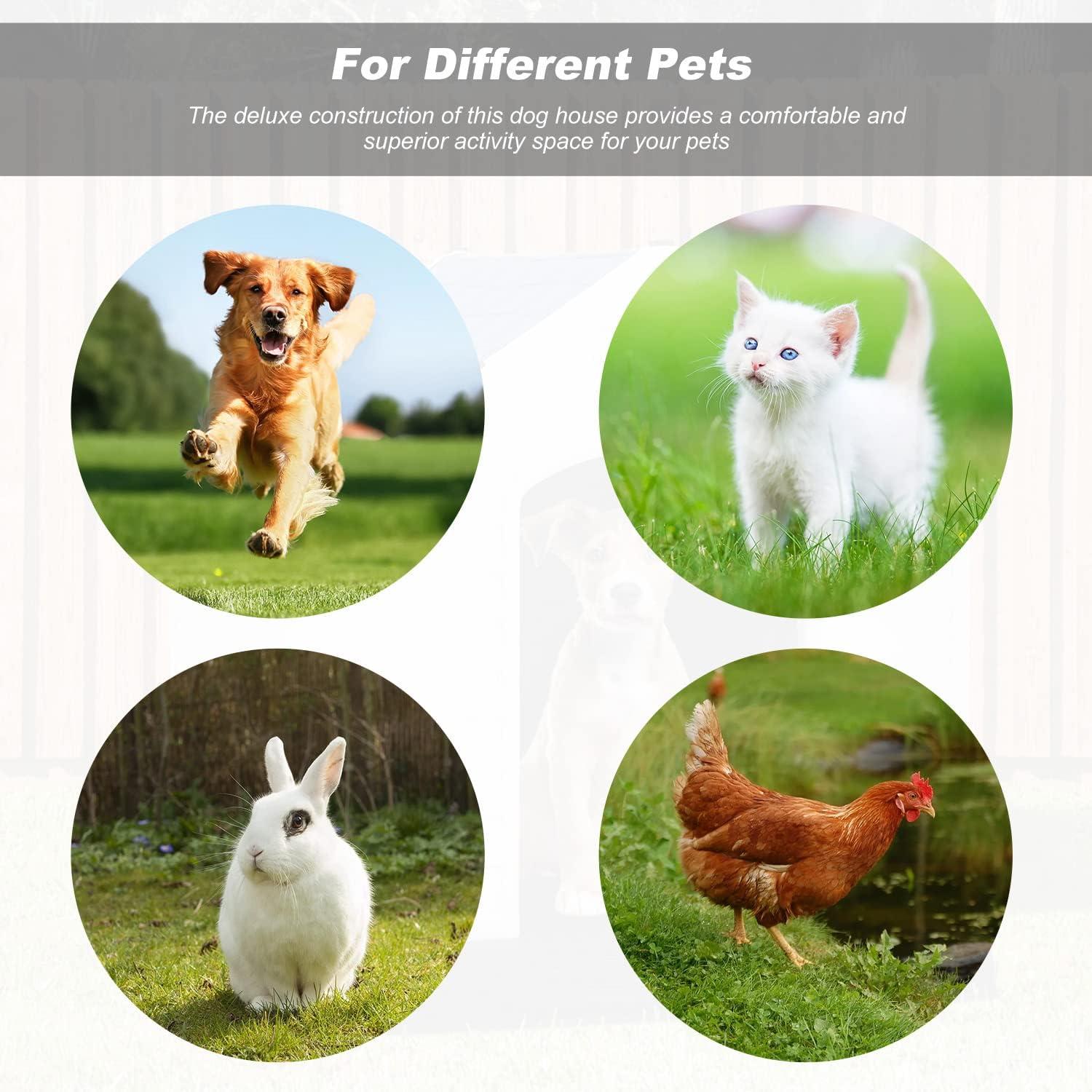 image:imageFDW Dog House Indoor Outdoor Durable Ventilate Waterproof Pet Plastic Dog House for Small Medium Large Dogs Insulated Puppy Shelter Kennel Crate with Air Vents and Elevated FloorGrey