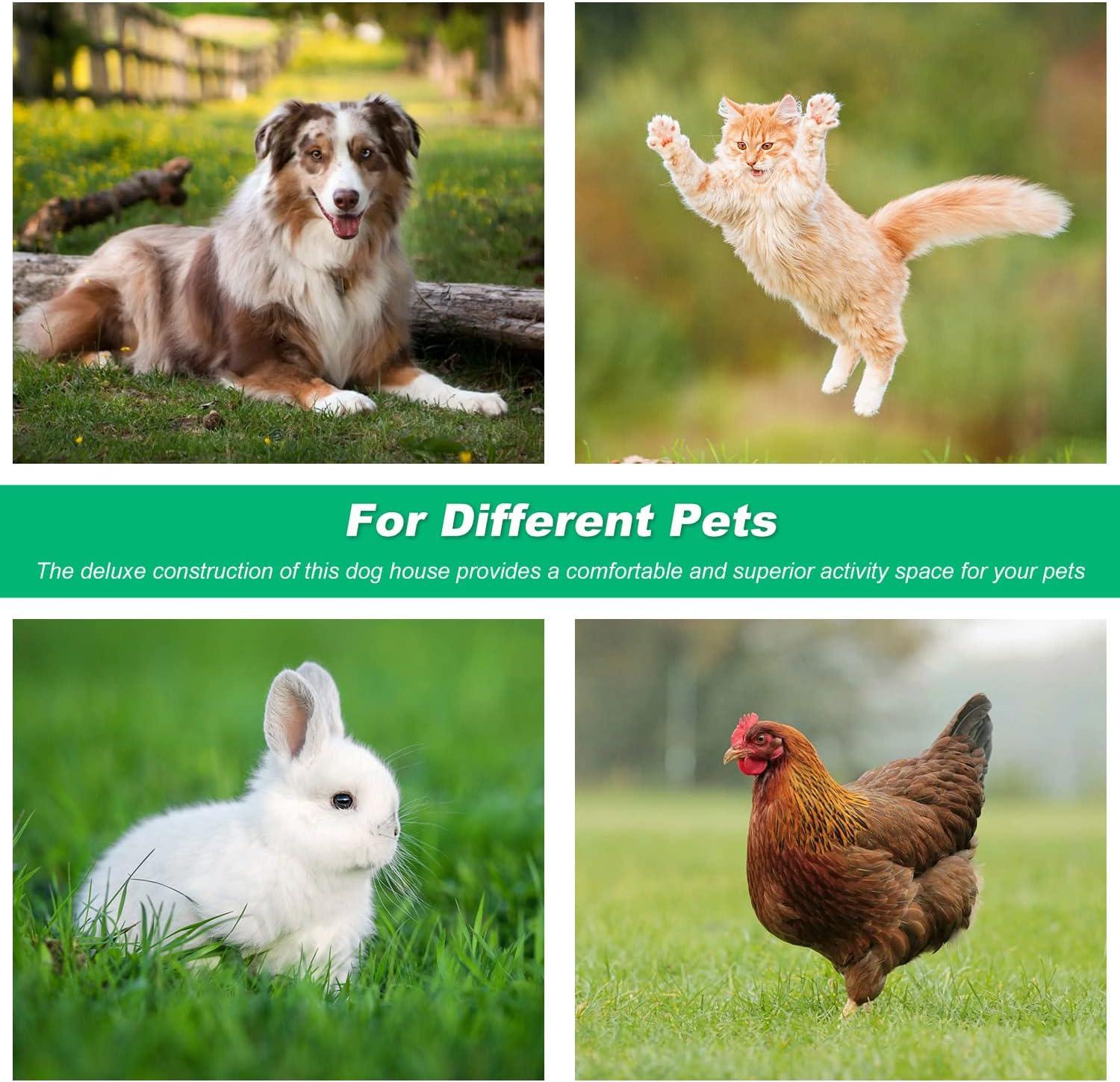 image:imageFDW Dog House Indoor Outdoor Durable Ventilate Waterproof Pet Plastic Dog House for Small Medium Large Dogs Insulated Puppy Shelter Kennel Crate with Air Vents and Elevated FloorDark Green