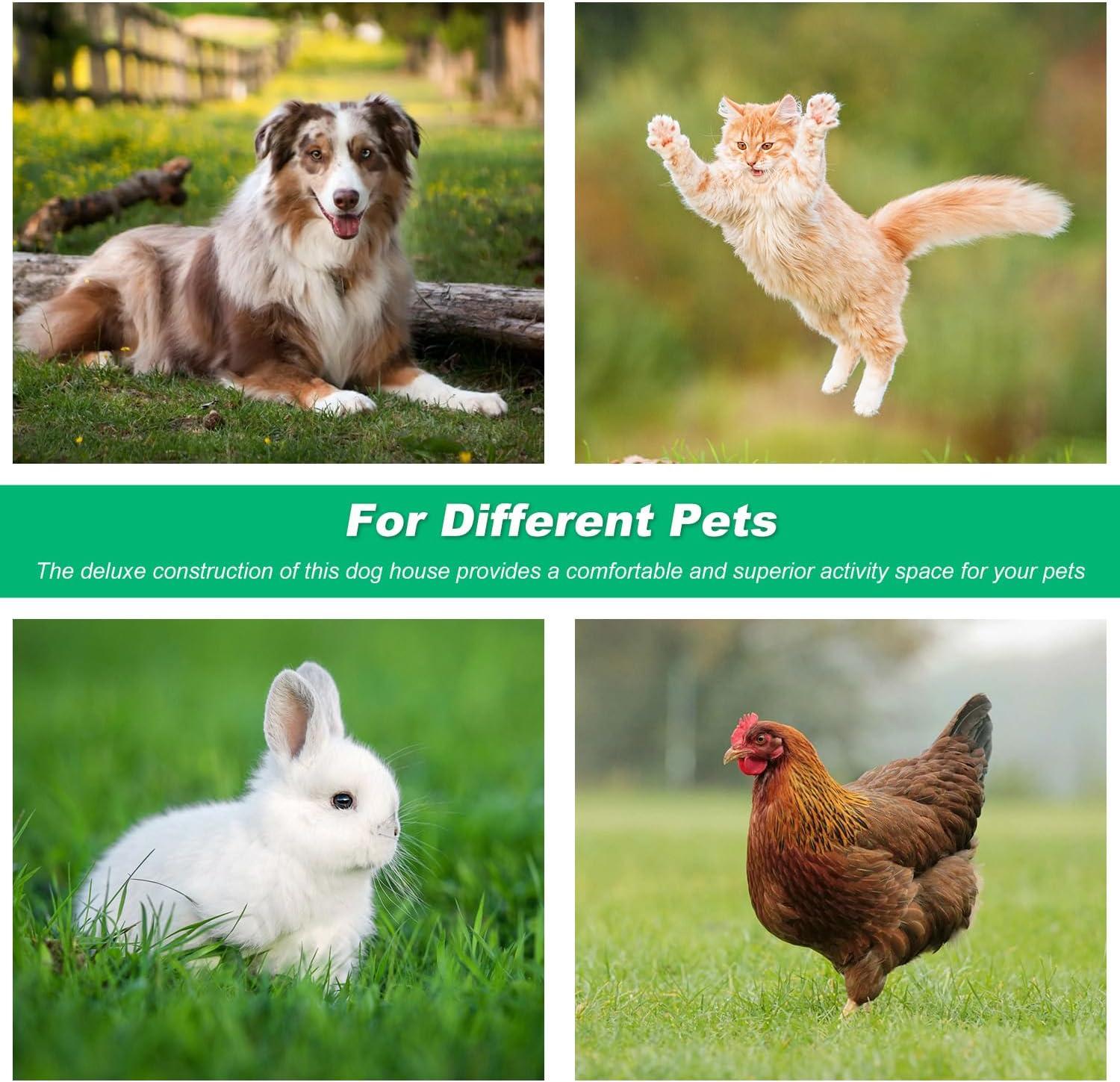 image:imageFDW Dog House Indoor Outdoor Durable Ventilate Waterproof Pet Plastic Dog House for Small Medium Large Dogs Insulated Puppy Shelter Kennel Crate with Air Vents and Elevated FloorRed