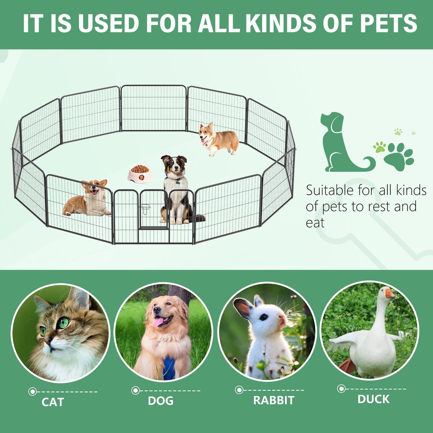 image:imageFDW Dog Playpen Kennel 4 Panels 24 Inch Height IndoorOutdoor Folding Metal Portable Puppy Exercise Pen Heavy Duty Dog Fence for Yard Camping Black12 Panels