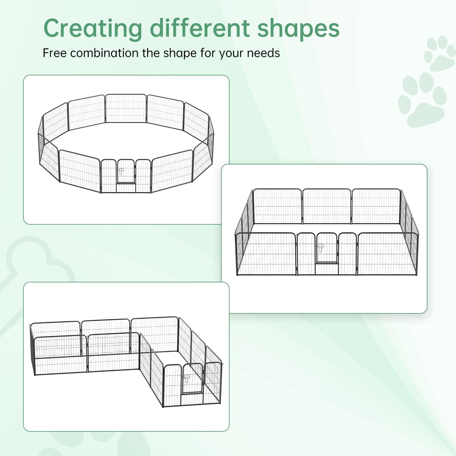 image:imageFDW Dog Playpen Kennel 4 Panels 24 Inch Height IndoorOutdoor Folding Metal Portable Puppy Exercise Pen Heavy Duty Dog Fence for Yard Camping Black12 Panels