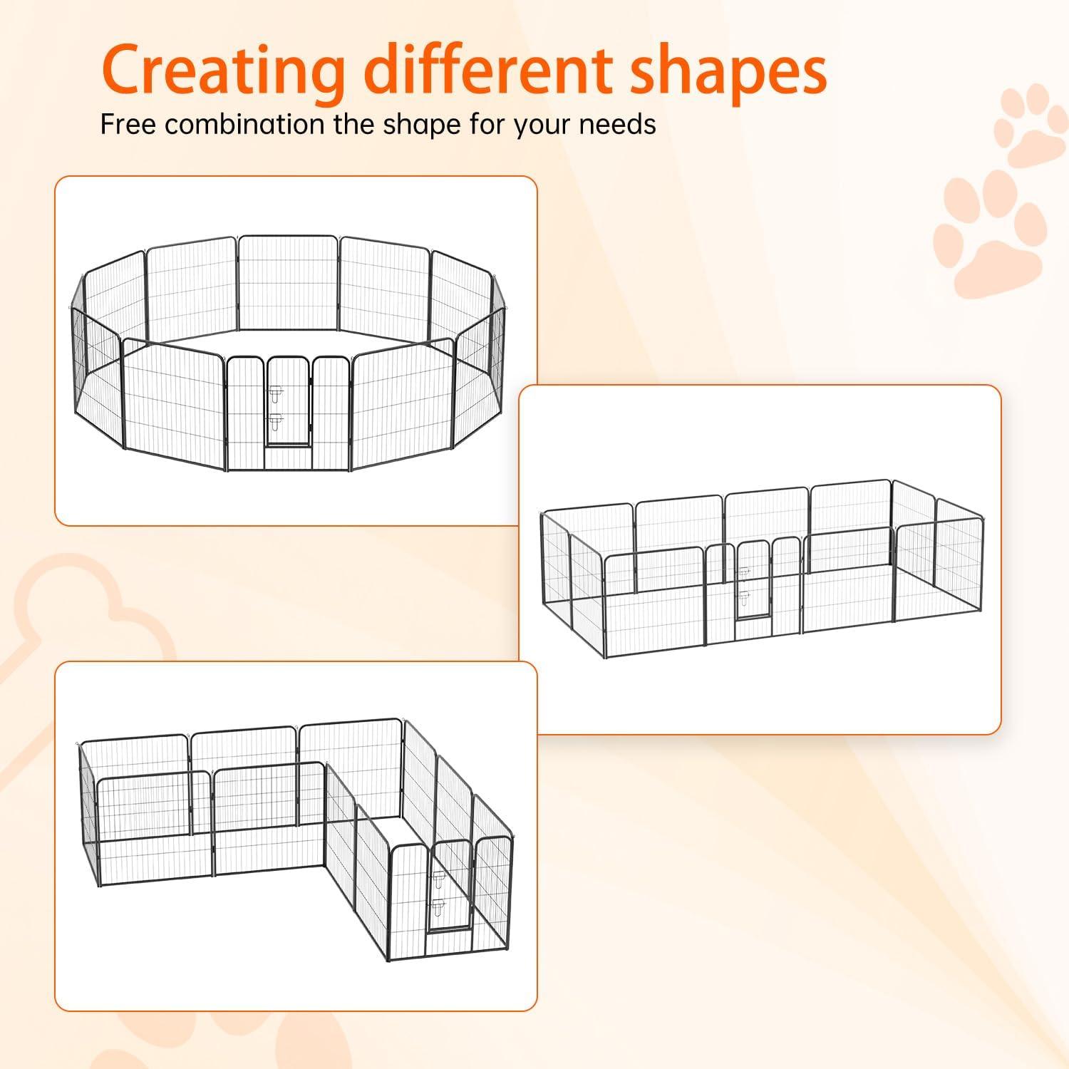 image:imageFDW Dog Playpen Kennel 4 Panels 24 Inch Height IndoorOutdoor Folding Metal Portable Puppy Exercise Pen Heavy Duty Dog Fence for Yard Camping Black12 Panels