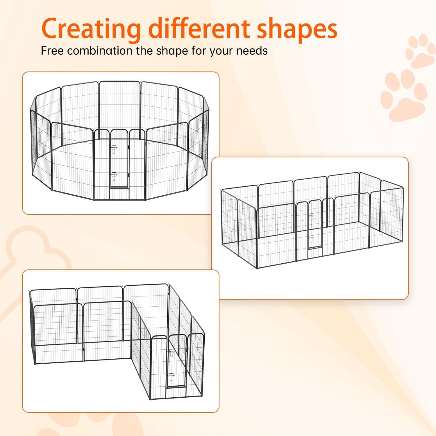 image:imageFDW Dog Playpen Kennel 4 Panels 24 Inch Height IndoorOutdoor Folding Metal Portable Puppy Exercise Pen Heavy Duty Dog Fence for Yard Camping Black12 Panels