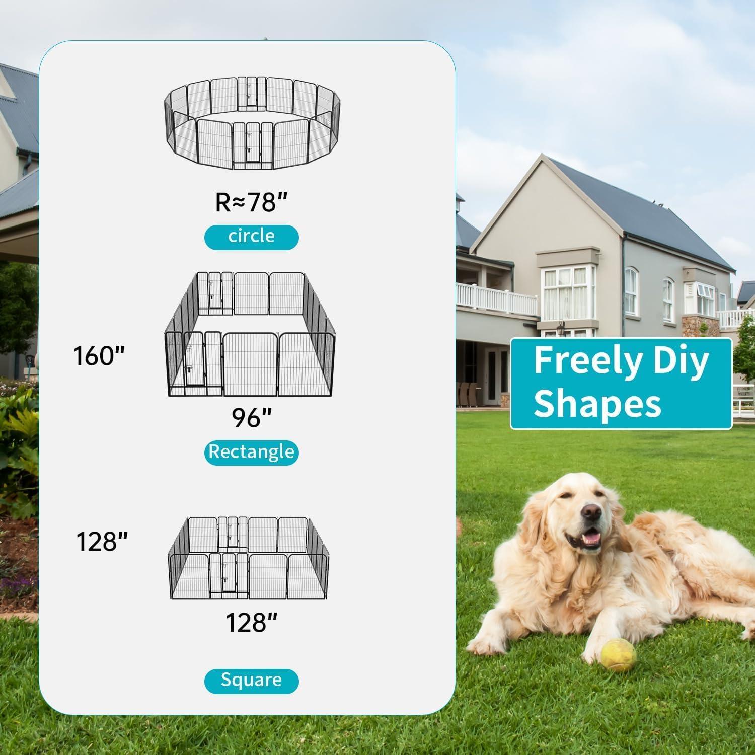 image:imageFDW Dog Playpen Kennel 4 Panels 24 Inch Height IndoorOutdoor Folding Metal Portable Puppy Exercise Pen Heavy Duty Dog Fence for Yard Camping Black16 Panels