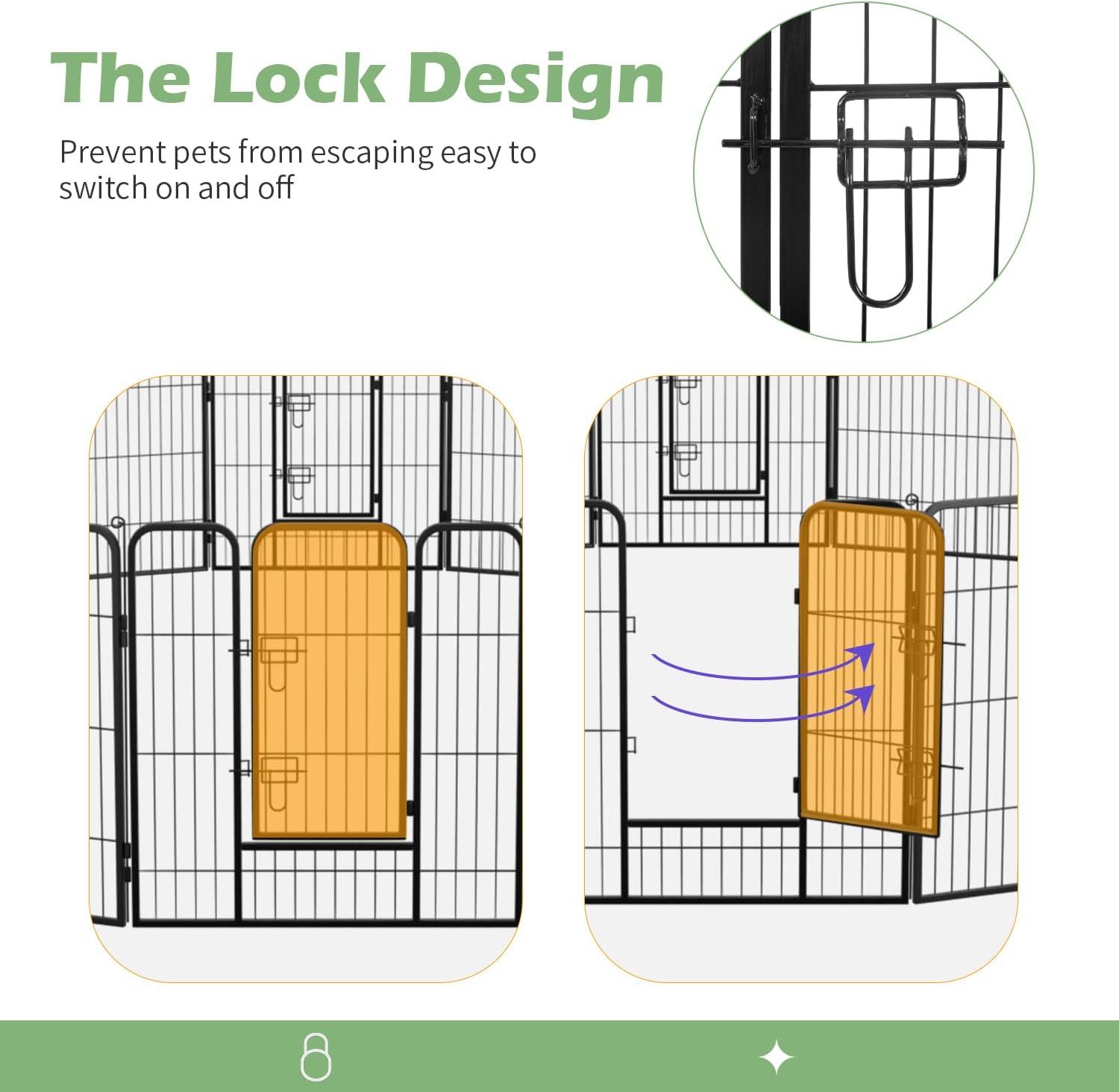 image:imageFDW Dog Playpen Kennel 4 Panels 24 Inch Height IndoorOutdoor Folding Metal Portable Puppy Exercise Pen Heavy Duty Dog Fence for Yard Camping Black16 Panels