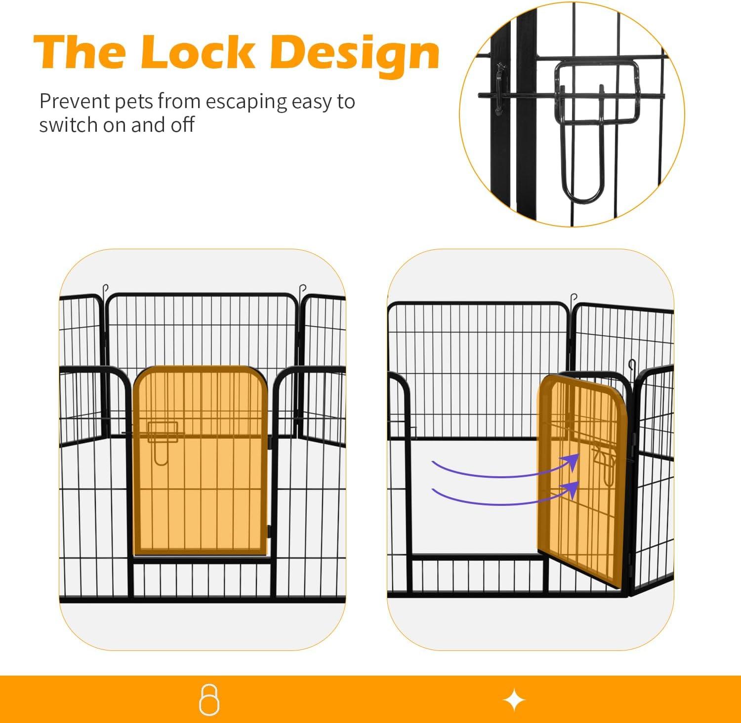 image:imageFDW Dog Playpen Kennel 4 Panels 24 Inch Height IndoorOutdoor Folding Metal Portable Puppy Exercise Pen Heavy Duty Dog Fence for Yard Camping Black16 Panels