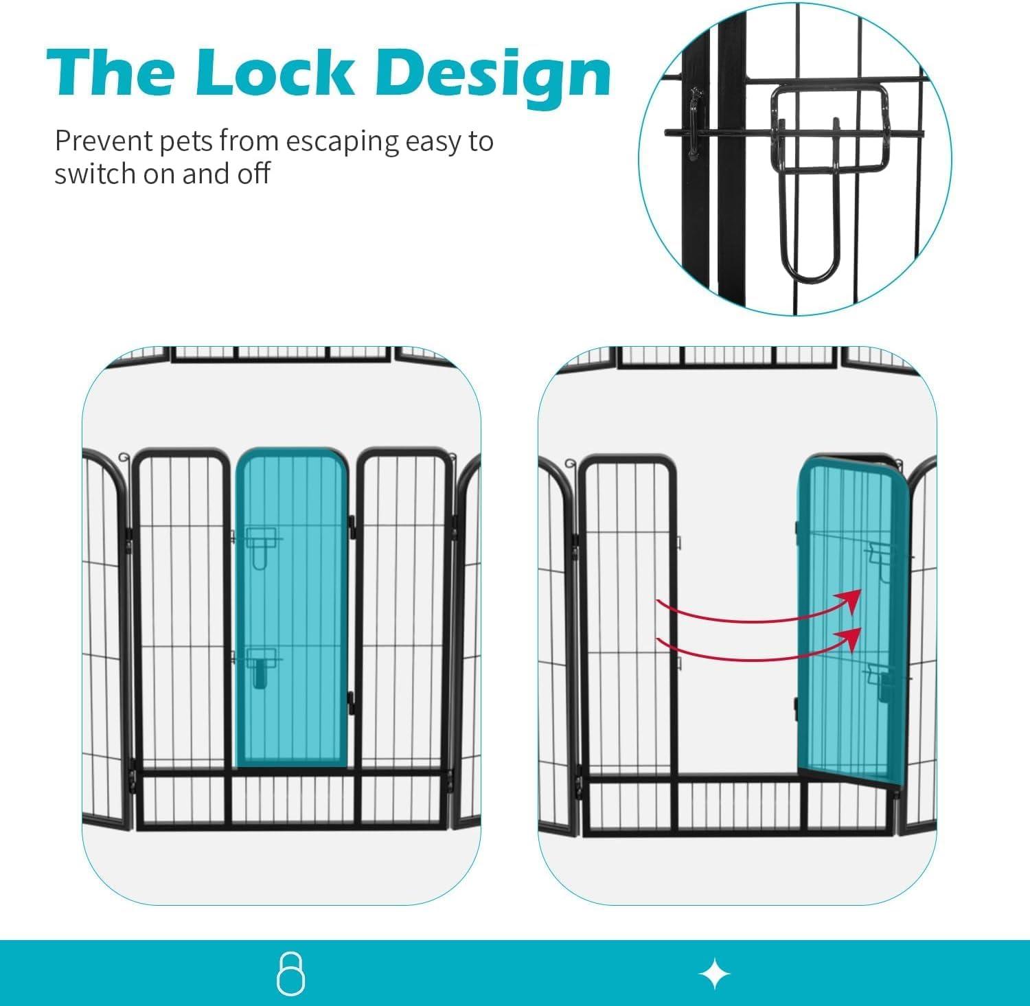 image:imageFDW Dog Playpen Kennel 4 Panels 24 Inch Height IndoorOutdoor Folding Metal Portable Puppy Exercise Pen Heavy Duty Dog Fence for Yard Camping Black16 Panels