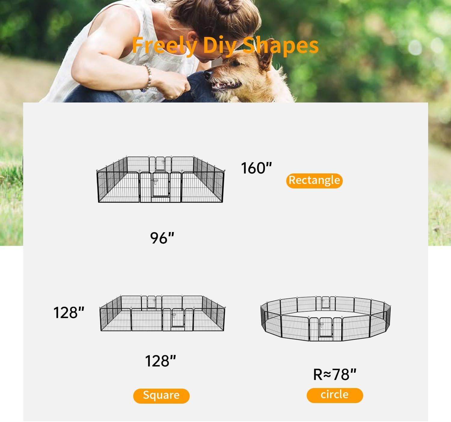 image:imageFDW Dog Playpen Kennel 4 Panels 24 Inch Height IndoorOutdoor Folding Metal Portable Puppy Exercise Pen Heavy Duty Dog Fence for Yard Camping Black16 Panels
