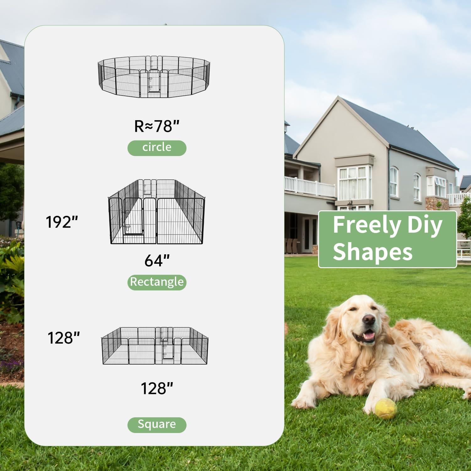 image:imageFDW Dog Playpen Kennel 4 Panels 24 Inch Height IndoorOutdoor Folding Metal Portable Puppy Exercise Pen Heavy Duty Dog Fence for Yard Camping Black16 Panels