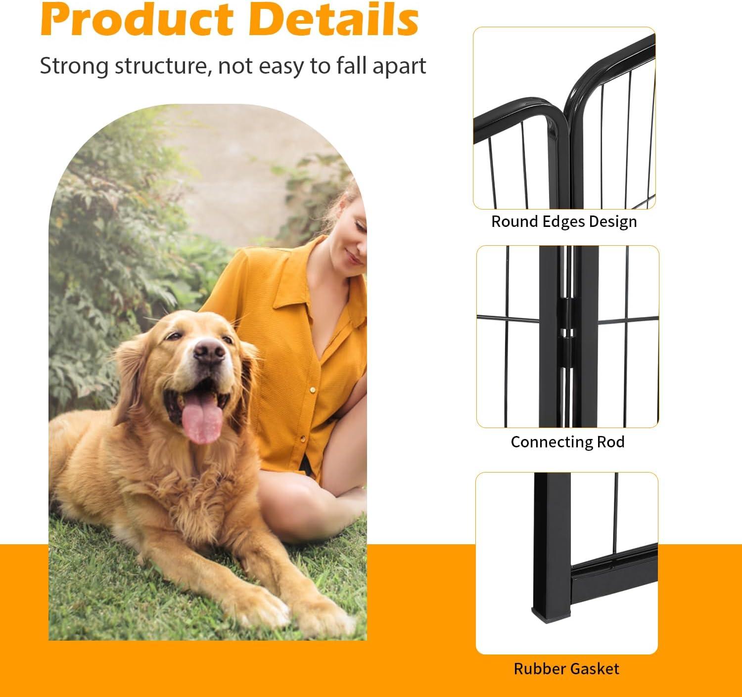 image:imageFDW Dog Playpen Kennel 4 Panels 24 Inch Height IndoorOutdoor Folding Metal Portable Puppy Exercise Pen Heavy Duty Dog Fence for Yard Camping Black16 Panels