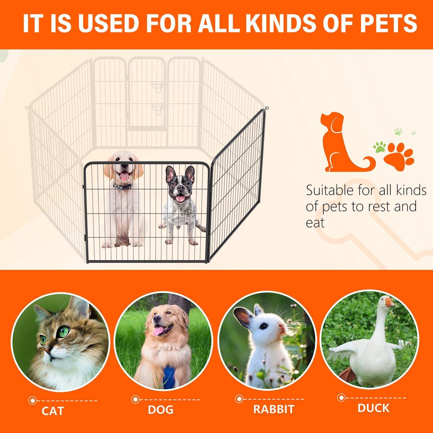 image:imageFDW Dog Playpen Kennel 4 Panels 24 Inch Height IndoorOutdoor Folding Metal Portable Puppy Exercise Pen Heavy Duty Dog Fence for Yard Camping Black2 Panels