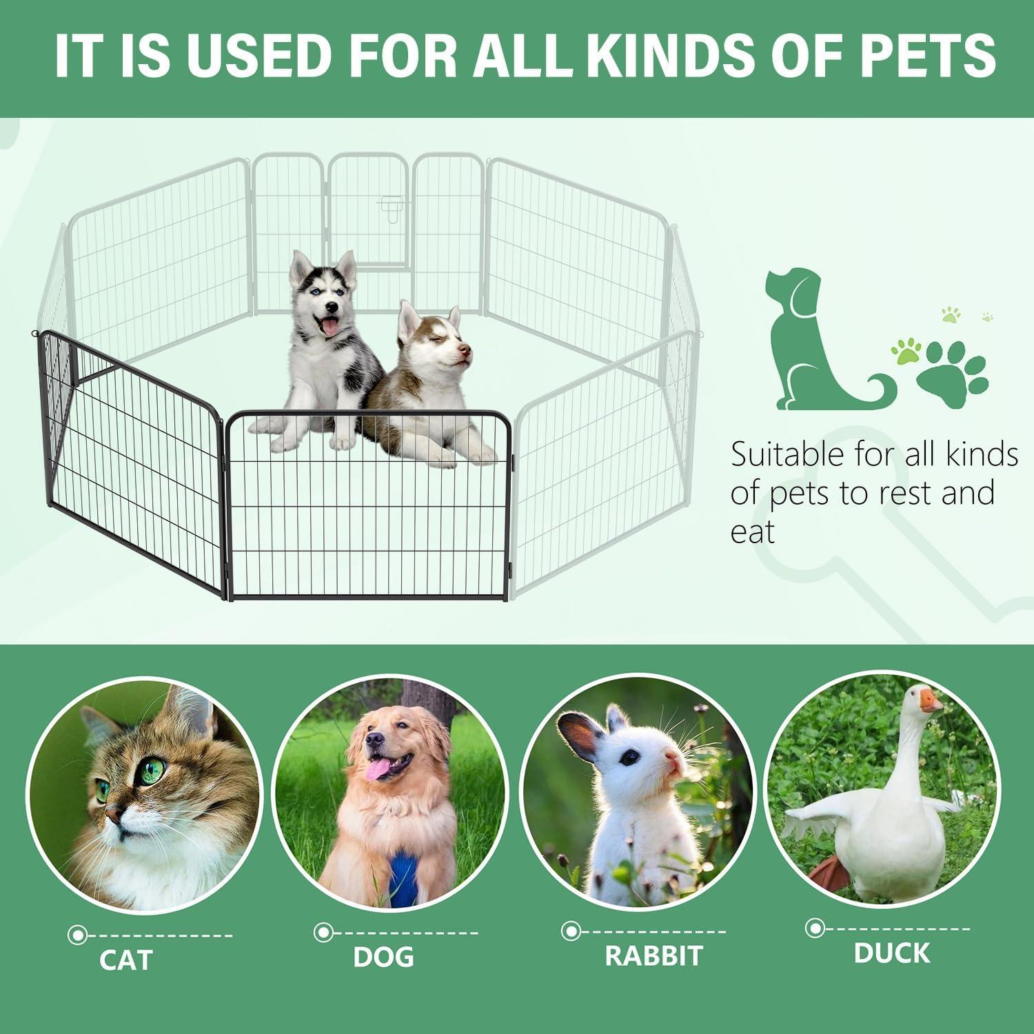 image:imageFDW Dog Playpen Kennel 4 Panels 24 Inch Height IndoorOutdoor Folding Metal Portable Puppy Exercise Pen Heavy Duty Dog Fence for Yard Camping Black2 Panels