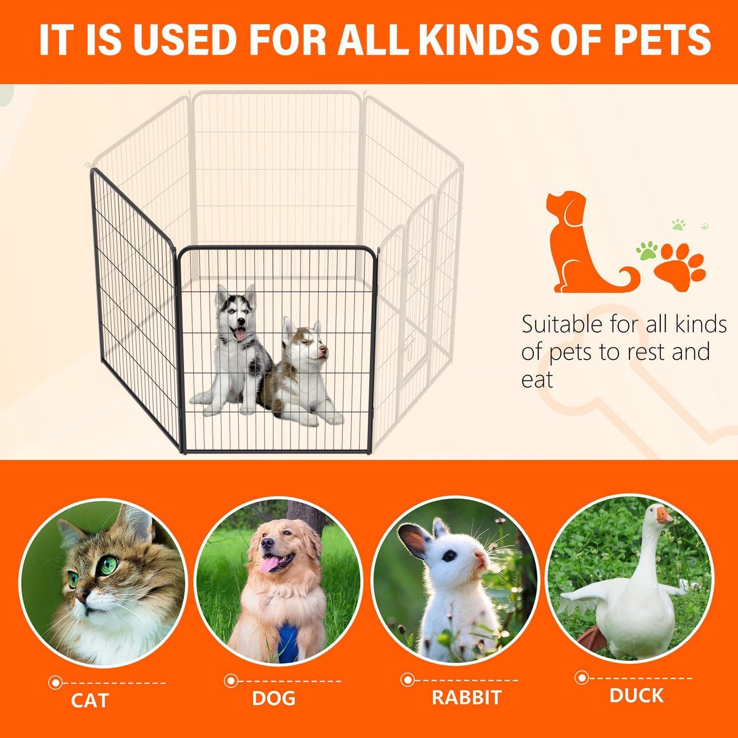 image:imageFDW Dog Playpen Kennel 4 Panels 24 Inch Height IndoorOutdoor Folding Metal Portable Puppy Exercise Pen Heavy Duty Dog Fence for Yard Camping Black2 Panels