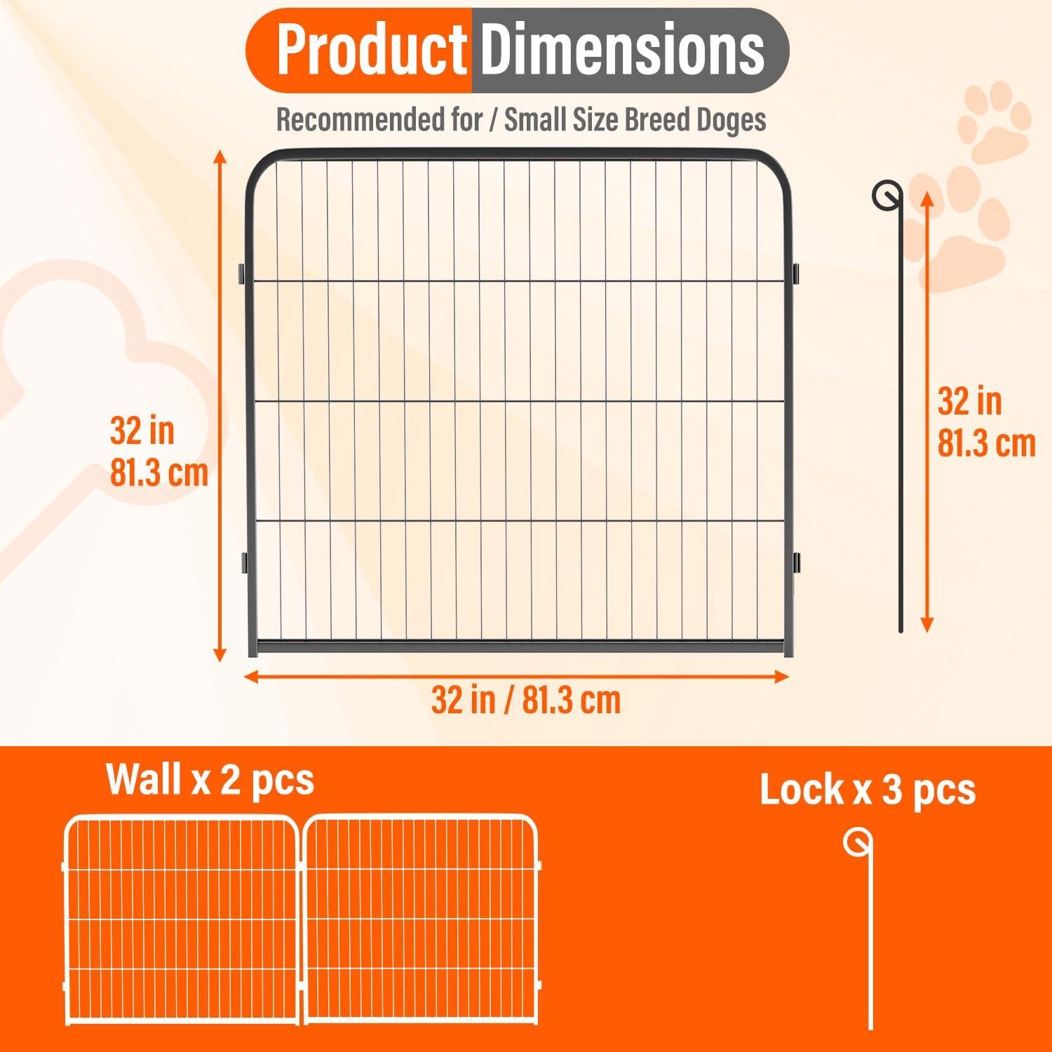 image:imageFDW Dog Playpen Kennel 4 Panels 24 Inch Height IndoorOutdoor Folding Metal Portable Puppy Exercise Pen Heavy Duty Dog Fence for Yard Camping Black2 Panels