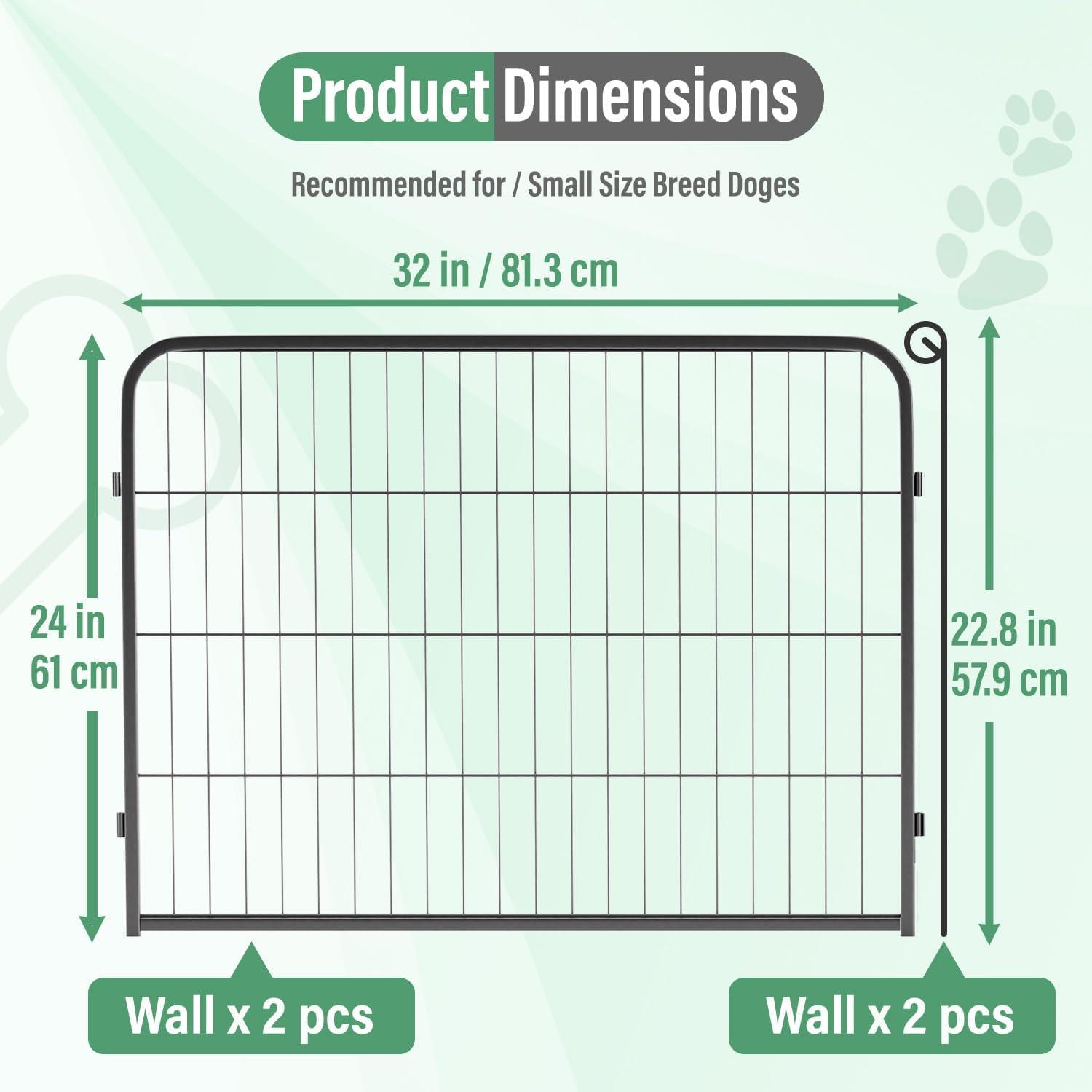 image:imageFDW Dog Playpen Kennel 4 Panels 24 Inch Height IndoorOutdoor Folding Metal Portable Puppy Exercise Pen Heavy Duty Dog Fence for Yard Camping Black2 Panels