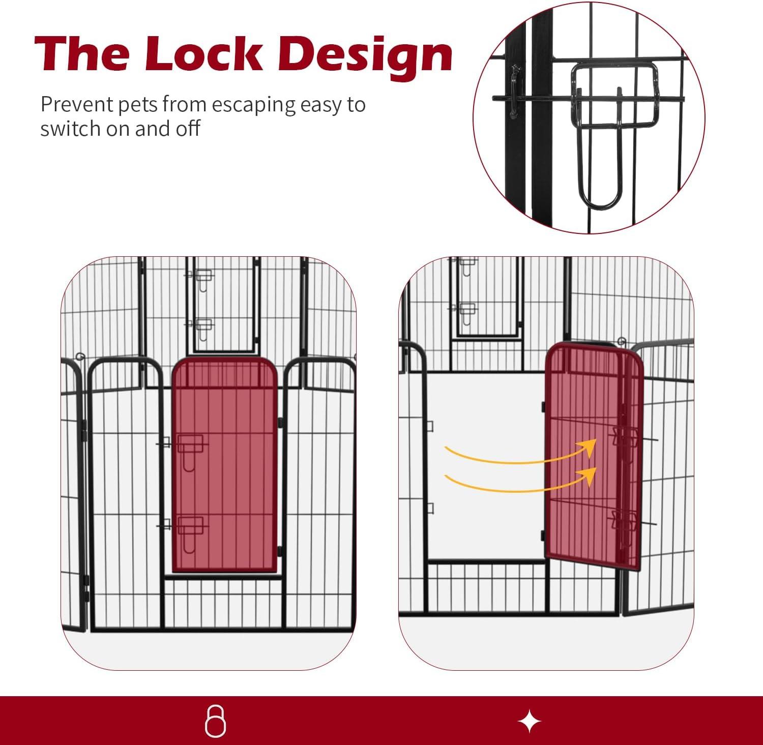 image:imageFDW Dog Playpen Kennel 4 Panels 24 Inch Height IndoorOutdoor Folding Metal Portable Puppy Exercise Pen Heavy Duty Dog Fence for Yard Camping Black24 Panels