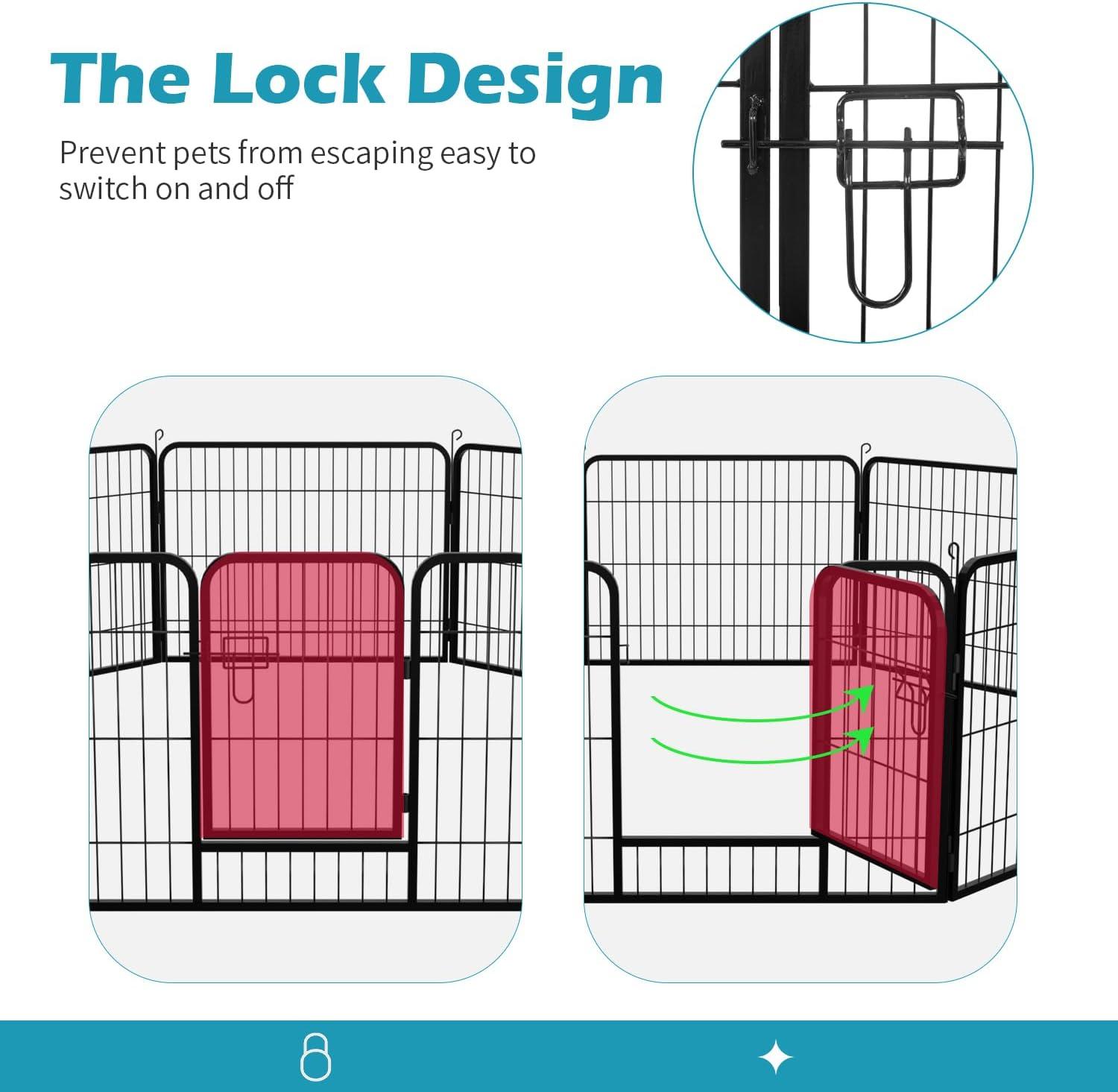 image:imageFDW Dog Playpen Kennel 4 Panels 24 Inch Height IndoorOutdoor Folding Metal Portable Puppy Exercise Pen Heavy Duty Dog Fence for Yard Camping Black24 Panels