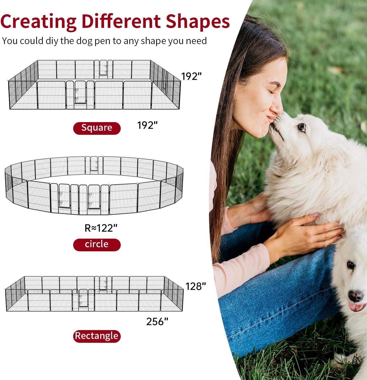 image:imageFDW Dog Playpen Kennel 4 Panels 24 Inch Height IndoorOutdoor Folding Metal Portable Puppy Exercise Pen Heavy Duty Dog Fence for Yard Camping Black24 Panels