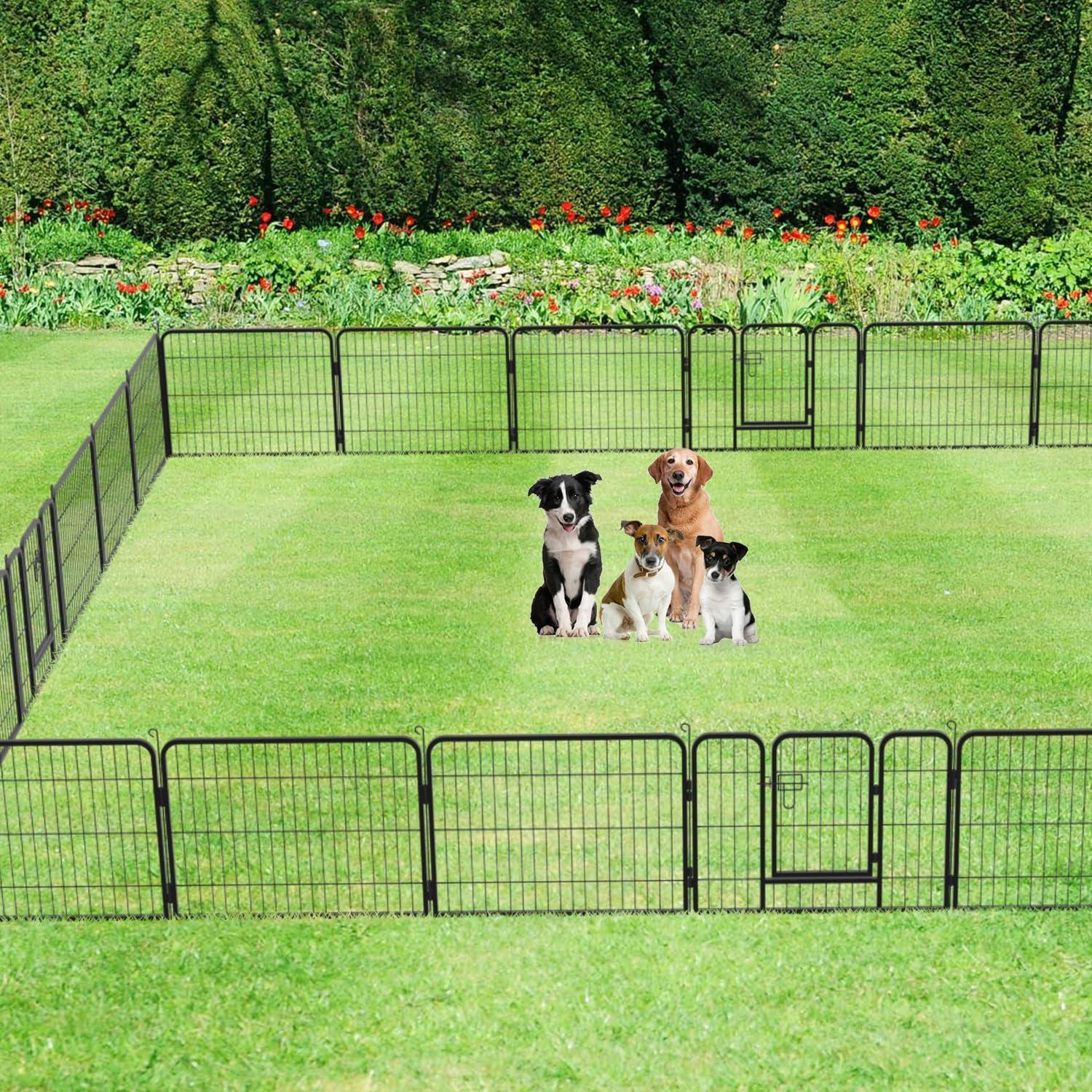 image:imageFDW Dog Playpen Kennel 4 Panels 24 Inch Height IndoorOutdoor Folding Metal Portable Puppy Exercise Pen Heavy Duty Dog Fence for Yard Camping Black24 Panels
