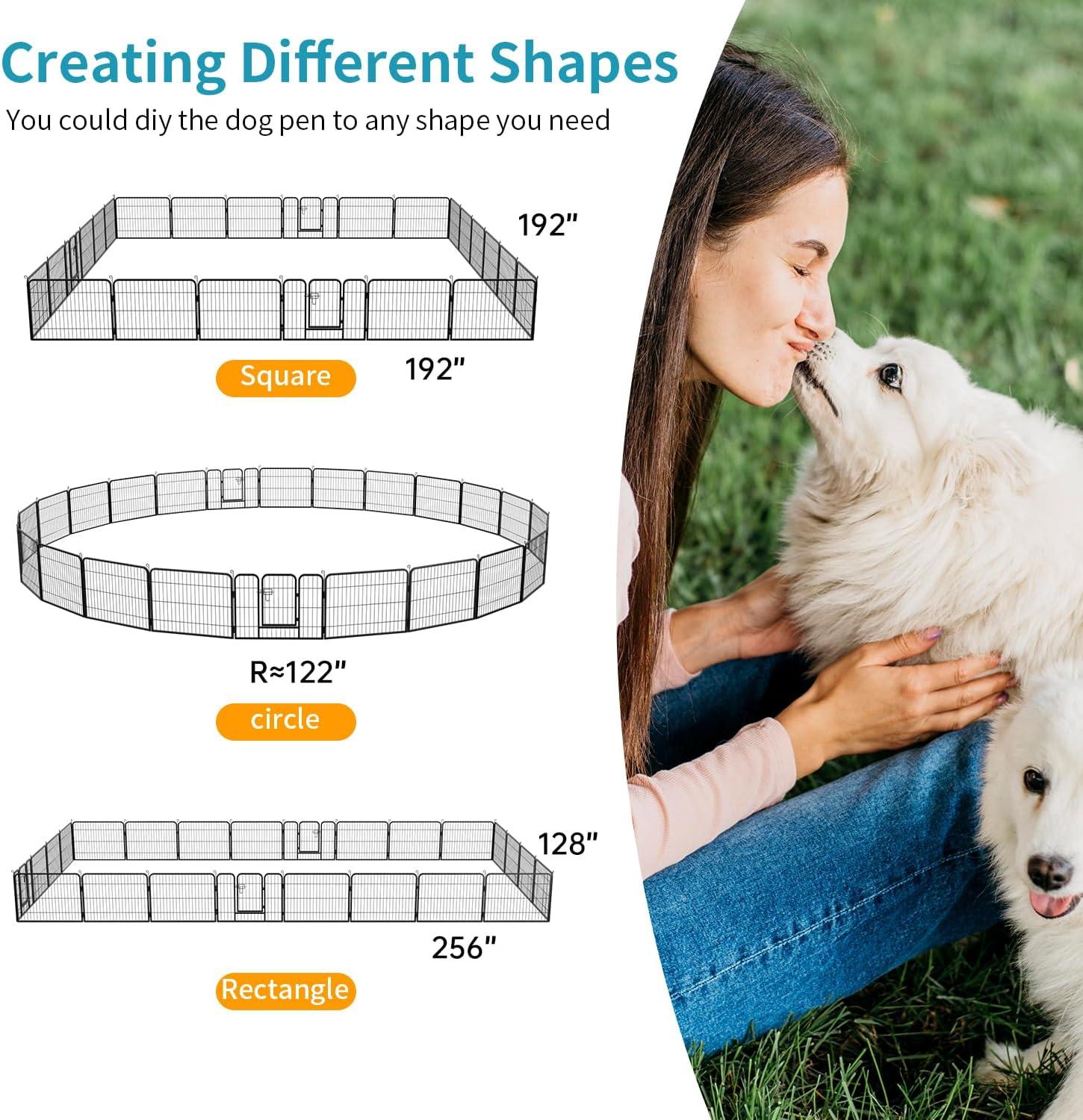 image:imageFDW Dog Playpen Kennel 4 Panels 24 Inch Height IndoorOutdoor Folding Metal Portable Puppy Exercise Pen Heavy Duty Dog Fence for Yard Camping Black24 Panels