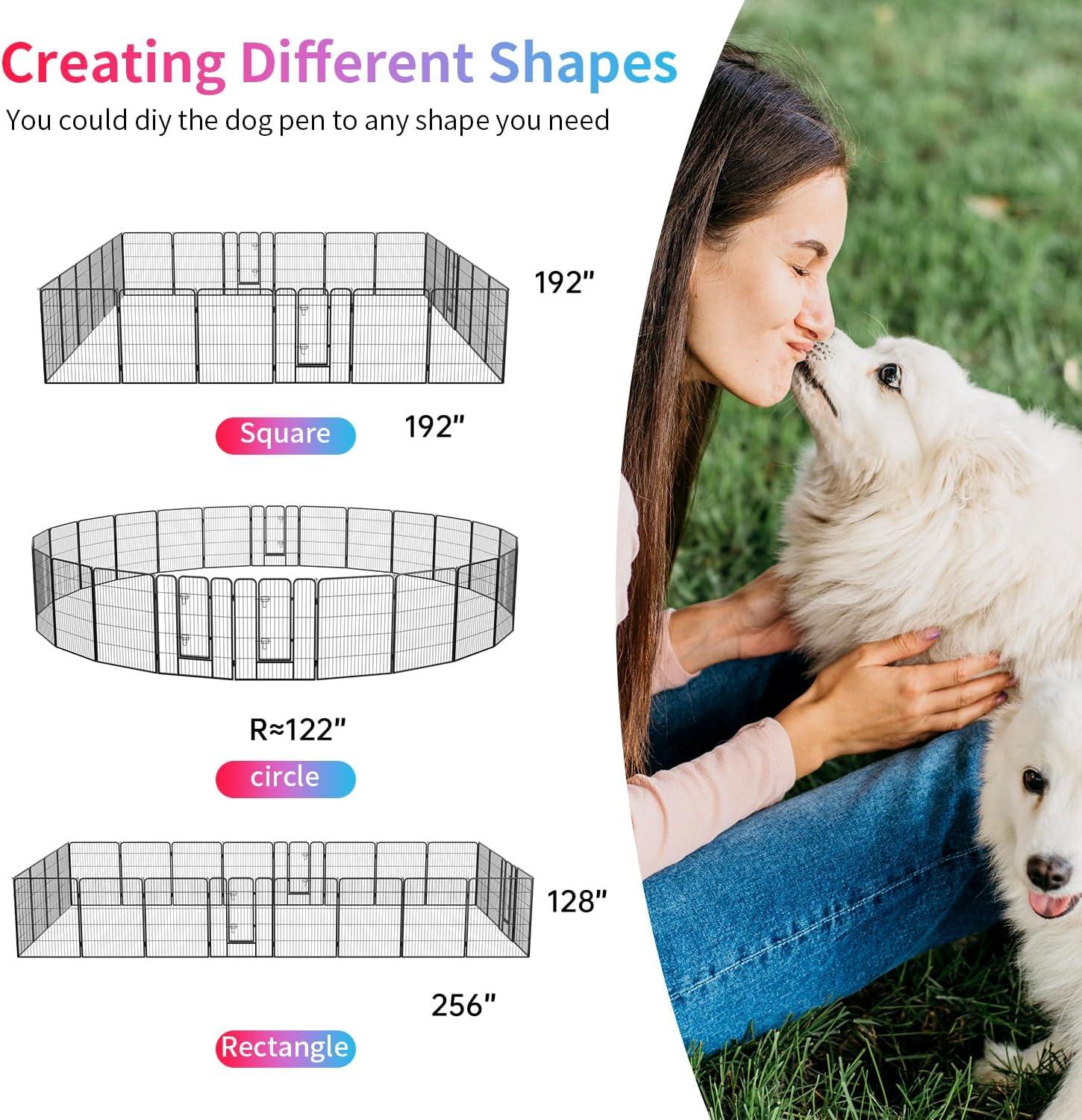 image:imageFDW Dog Playpen Kennel 4 Panels 24 Inch Height IndoorOutdoor Folding Metal Portable Puppy Exercise Pen Heavy Duty Dog Fence for Yard Camping Black24 Panels