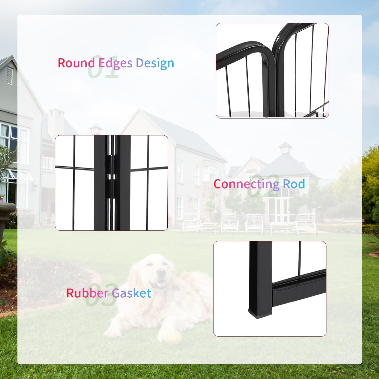image:imageFDW Dog Playpen Kennel 4 Panels 24 Inch Height IndoorOutdoor Folding Metal Portable Puppy Exercise Pen Heavy Duty Dog Fence for Yard Camping Black24 Panels