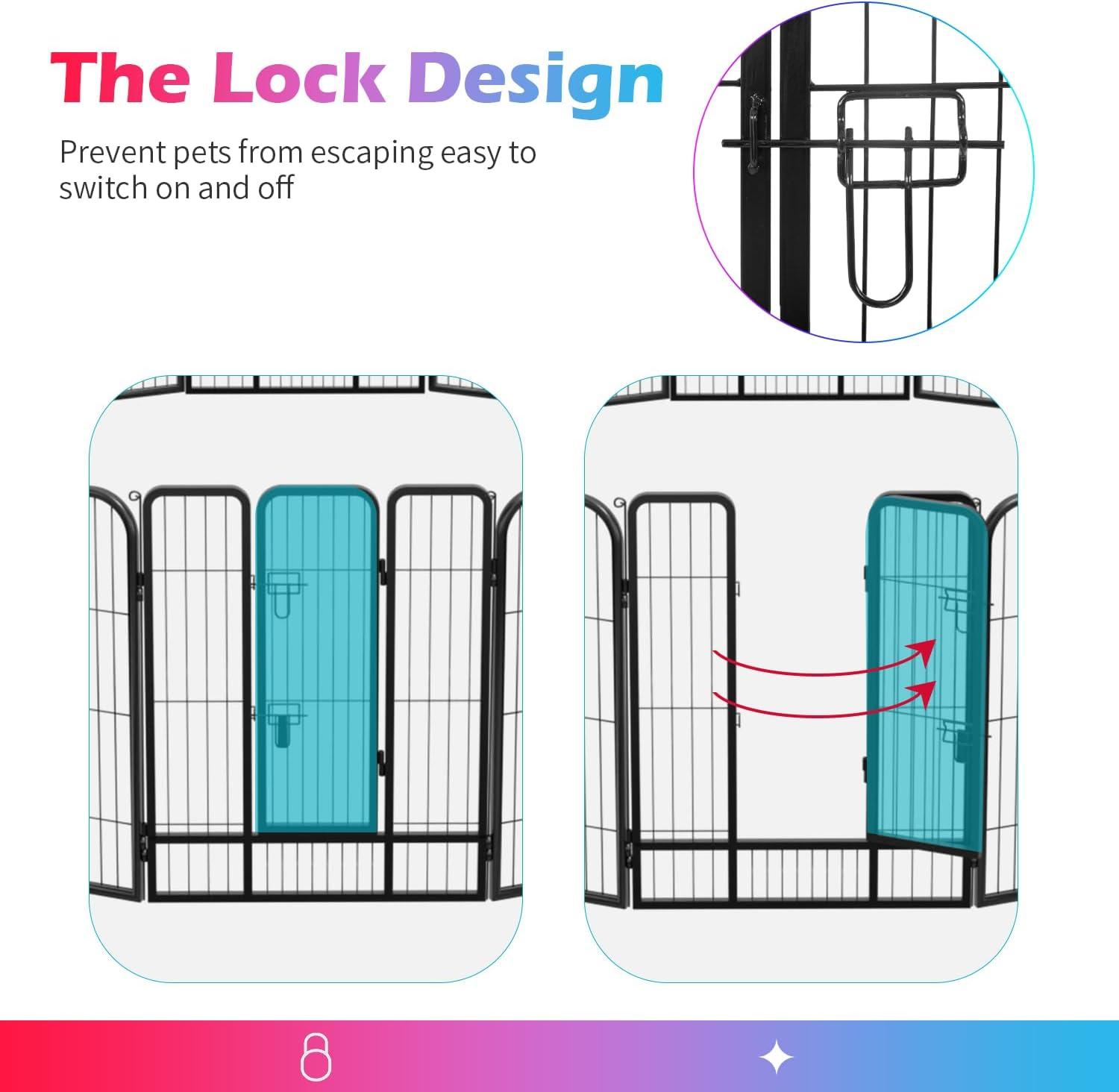 image:imageFDW Dog Playpen Kennel 4 Panels 24 Inch Height IndoorOutdoor Folding Metal Portable Puppy Exercise Pen Heavy Duty Dog Fence for Yard Camping Black24 Panels