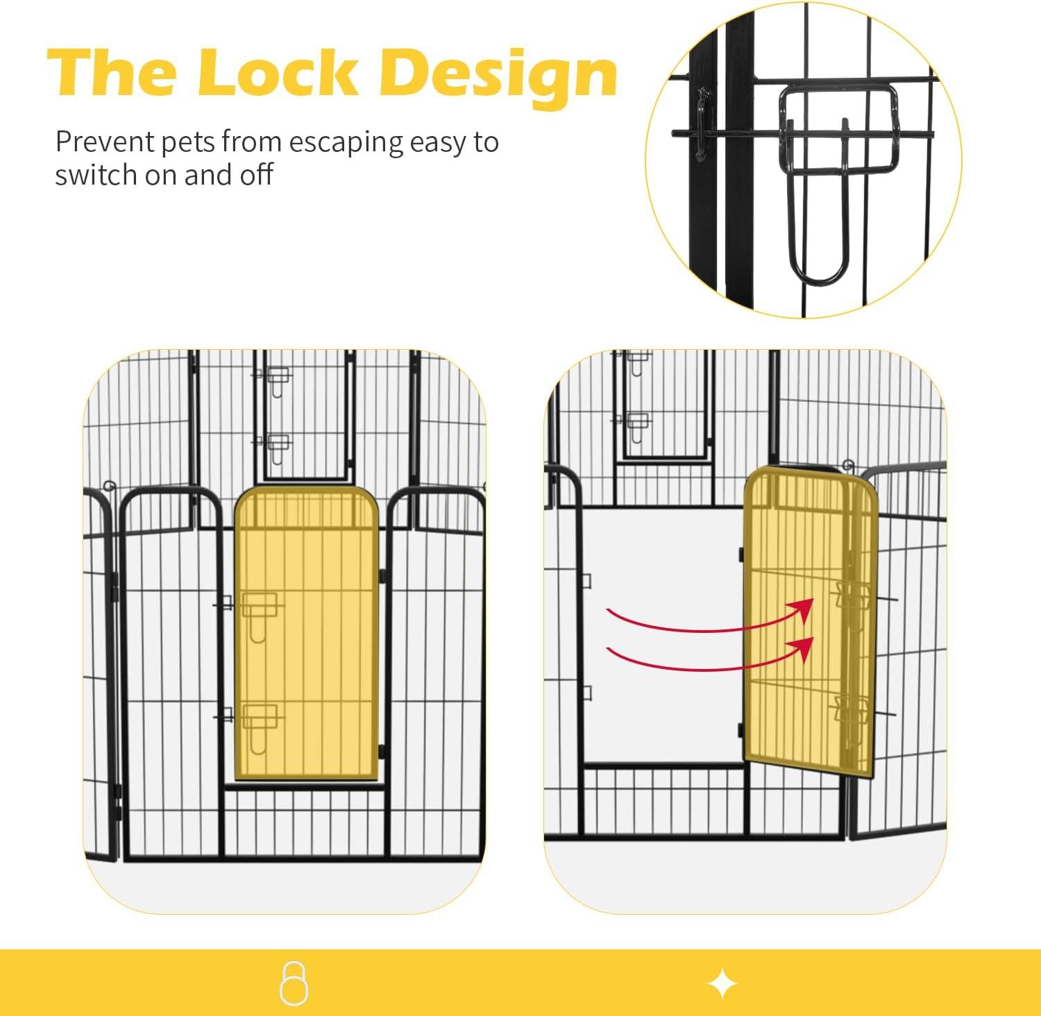 image:imageFDW Dog Playpen Kennel 4 Panels 24 Inch Height IndoorOutdoor Folding Metal Portable Puppy Exercise Pen Heavy Duty Dog Fence for Yard Camping Black32 Panels