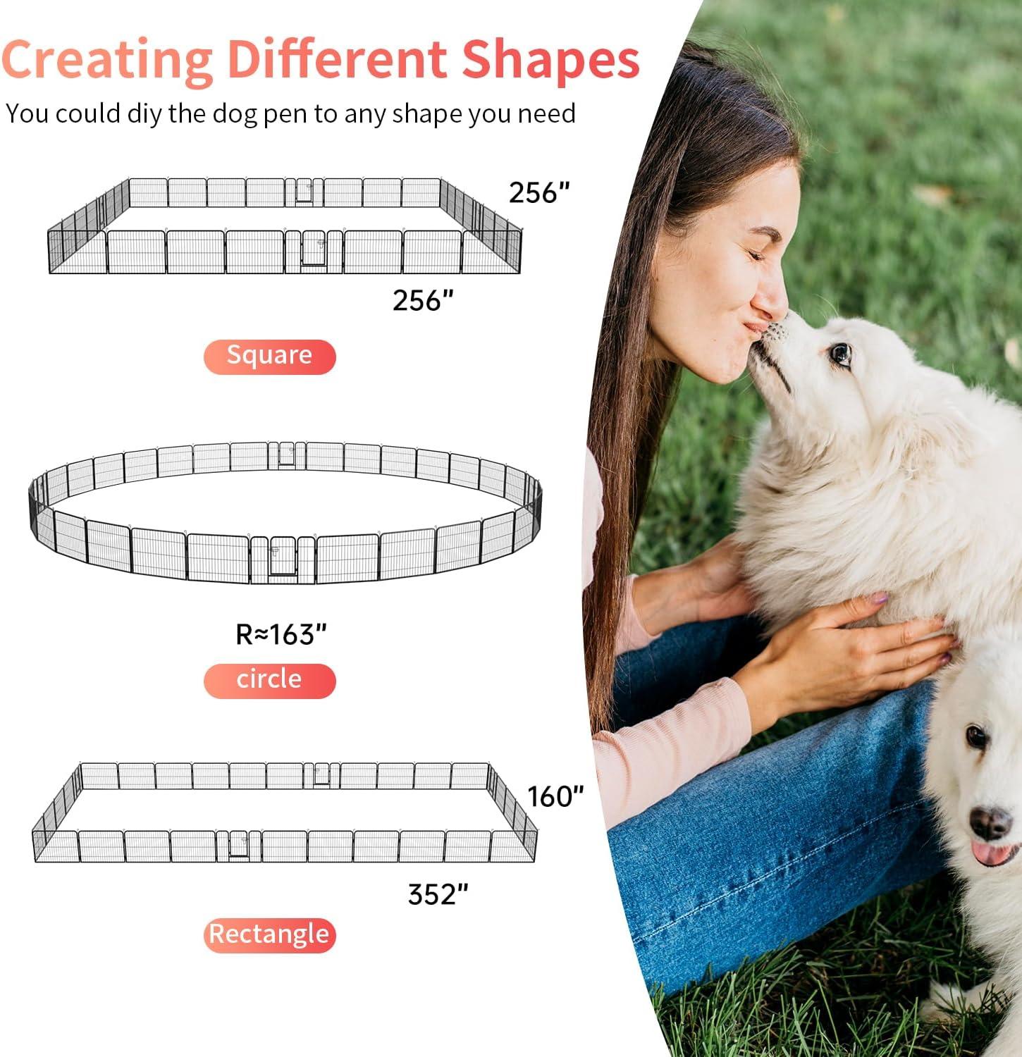 image:imageFDW Dog Playpen Kennel 4 Panels 24 Inch Height IndoorOutdoor Folding Metal Portable Puppy Exercise Pen Heavy Duty Dog Fence for Yard Camping Black32 Panels