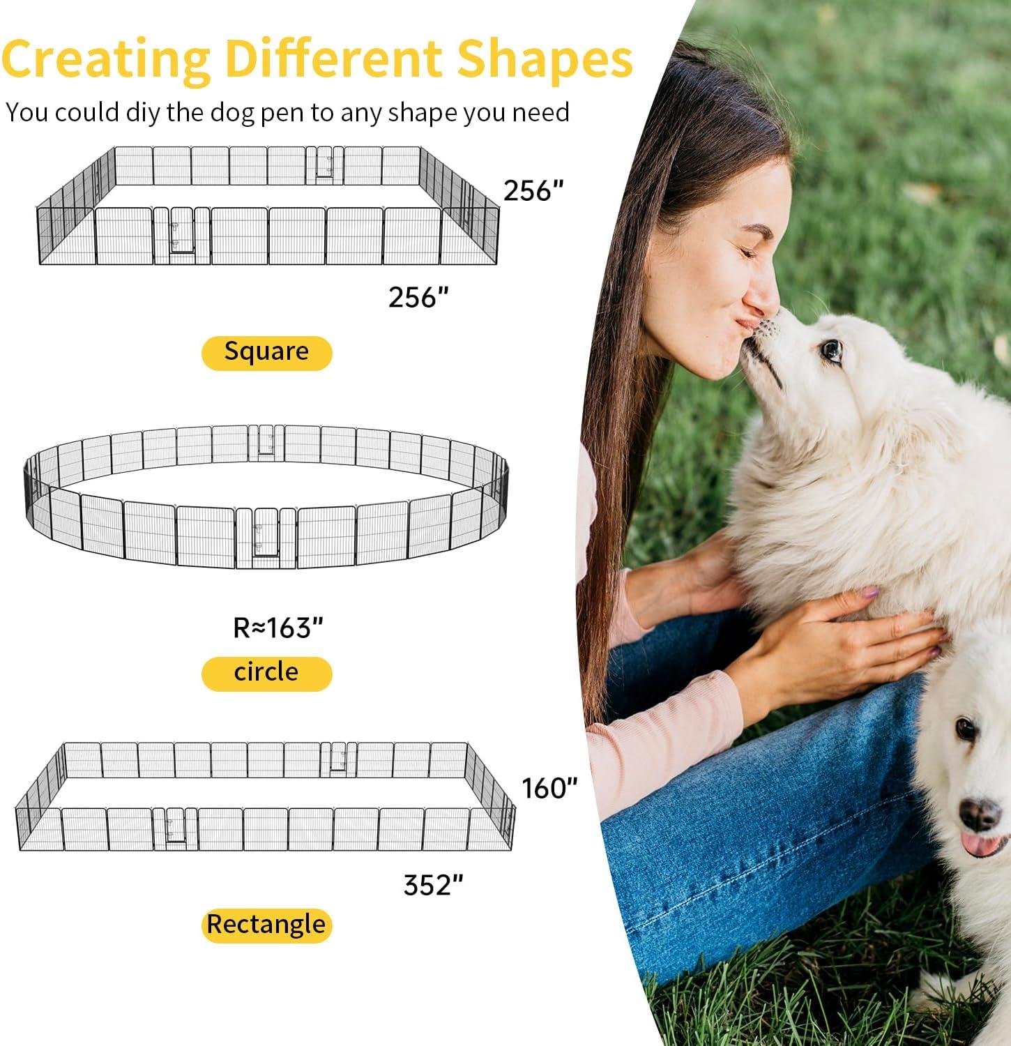 image:imageFDW Dog Playpen Kennel 4 Panels 24 Inch Height IndoorOutdoor Folding Metal Portable Puppy Exercise Pen Heavy Duty Dog Fence for Yard Camping Black32 Panels