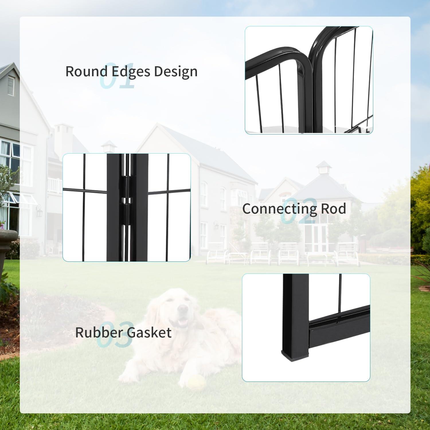 image:imageFDW Dog Playpen Kennel 4 Panels 24 Inch Height IndoorOutdoor Folding Metal Portable Puppy Exercise Pen Heavy Duty Dog Fence for Yard Camping Black32 Panels