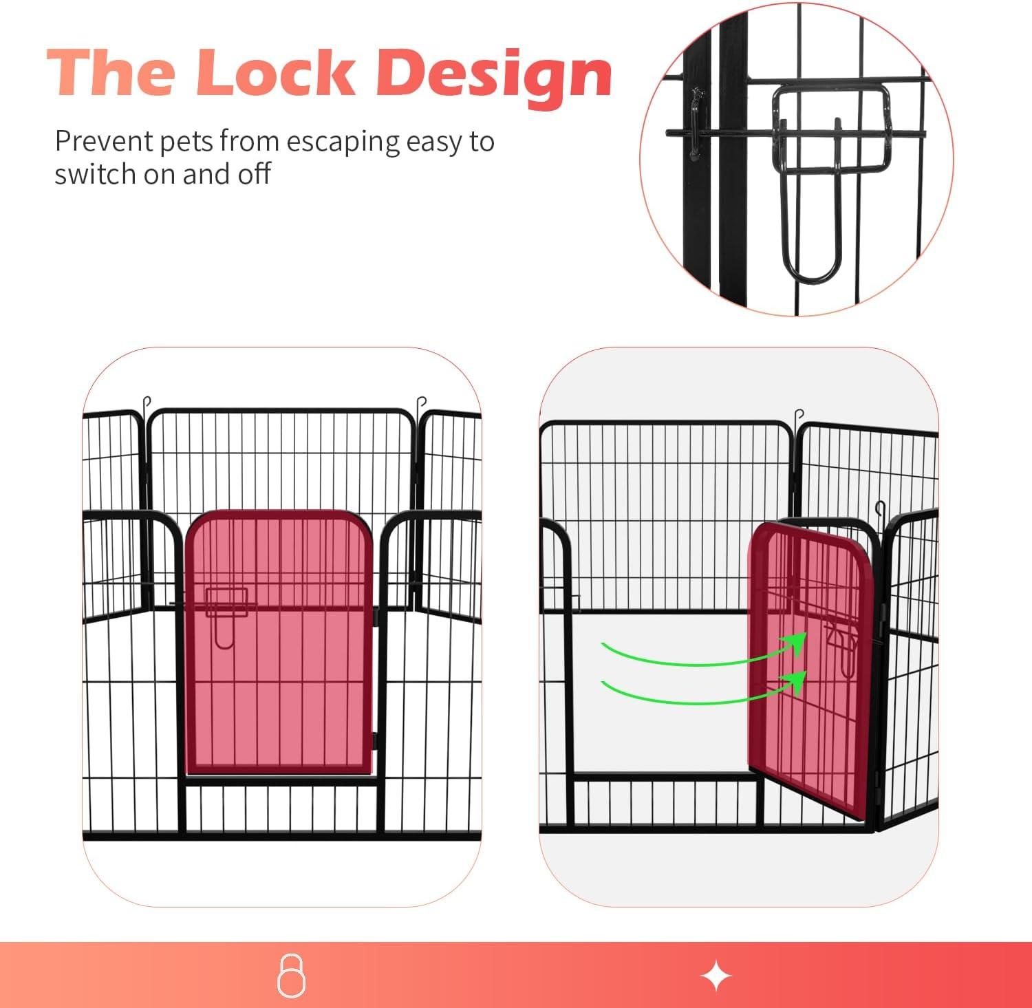 image:imageFDW Dog Playpen Kennel 4 Panels 24 Inch Height IndoorOutdoor Folding Metal Portable Puppy Exercise Pen Heavy Duty Dog Fence for Yard Camping Black32 Panels
