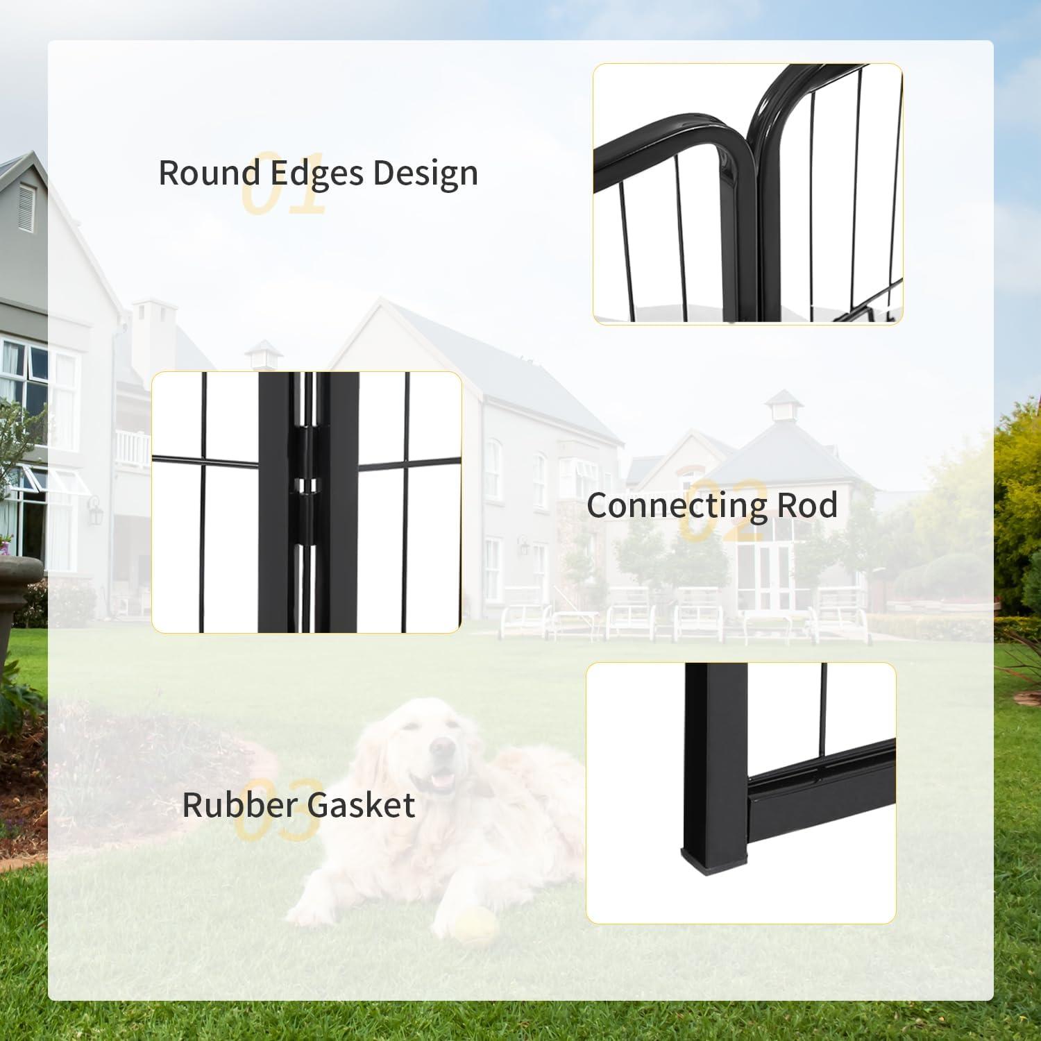 image:imageFDW Dog Playpen Kennel 4 Panels 24 Inch Height IndoorOutdoor Folding Metal Portable Puppy Exercise Pen Heavy Duty Dog Fence for Yard Camping Black32 Panels