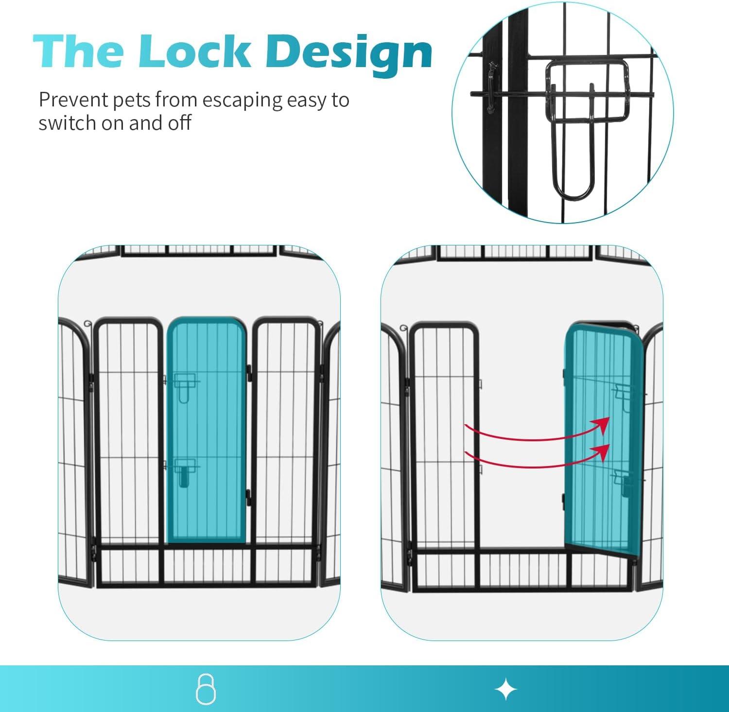 image:imageFDW Dog Playpen Kennel 4 Panels 24 Inch Height IndoorOutdoor Folding Metal Portable Puppy Exercise Pen Heavy Duty Dog Fence for Yard Camping Black32 Panels